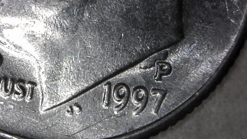 1997--P-Roosevelt-Dime-With-Nice-Sized-Die-Chip?